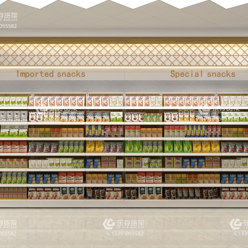 Convenience store four-column shelf