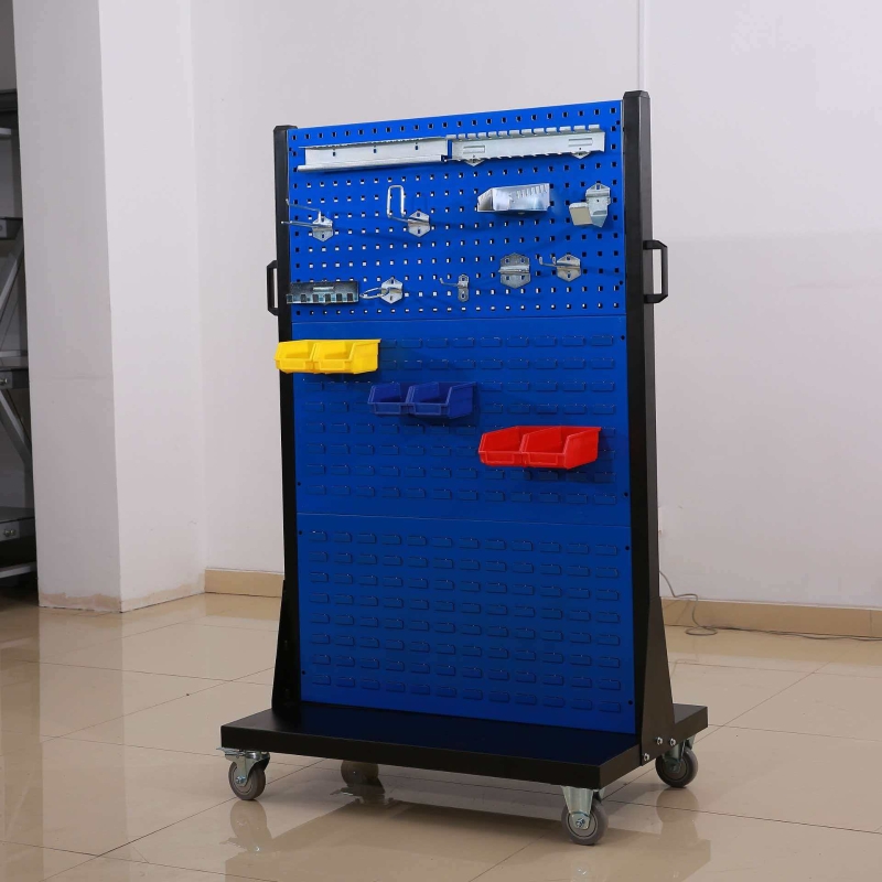 Tool rack, material storage rack, pegboard, square hole hanging board, hooks, hardware tool cart, display rack, double-sided movable.