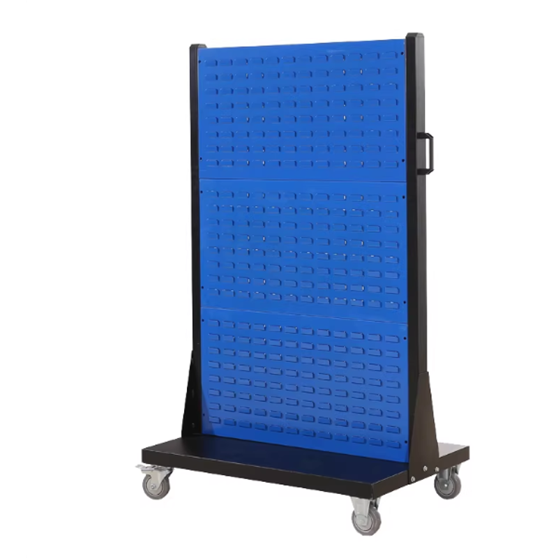 Tool rack, material storage rack, pegboard, square hole hanging board, hooks, hardware tool cart, display rack, double-sided movable.