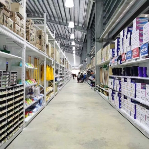 Warehouse-style supermarket shelves