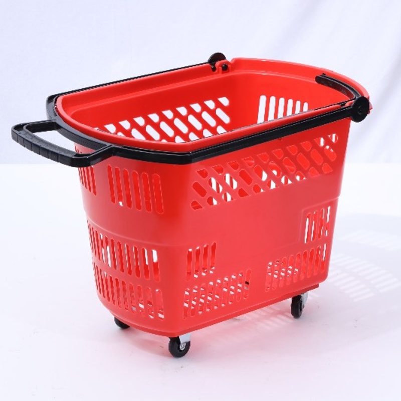 Supermarket wheeled shopping basket