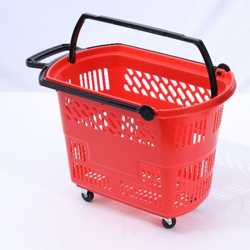 Supermarket wheeled shopping basket