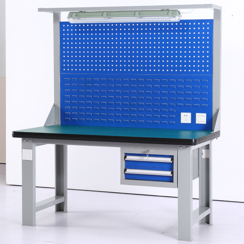 Heavy-Duty Anti-Static Fitter's Workbench — Assembly Line Table with Integrated Lighting for Workshop Operations and Maintenance