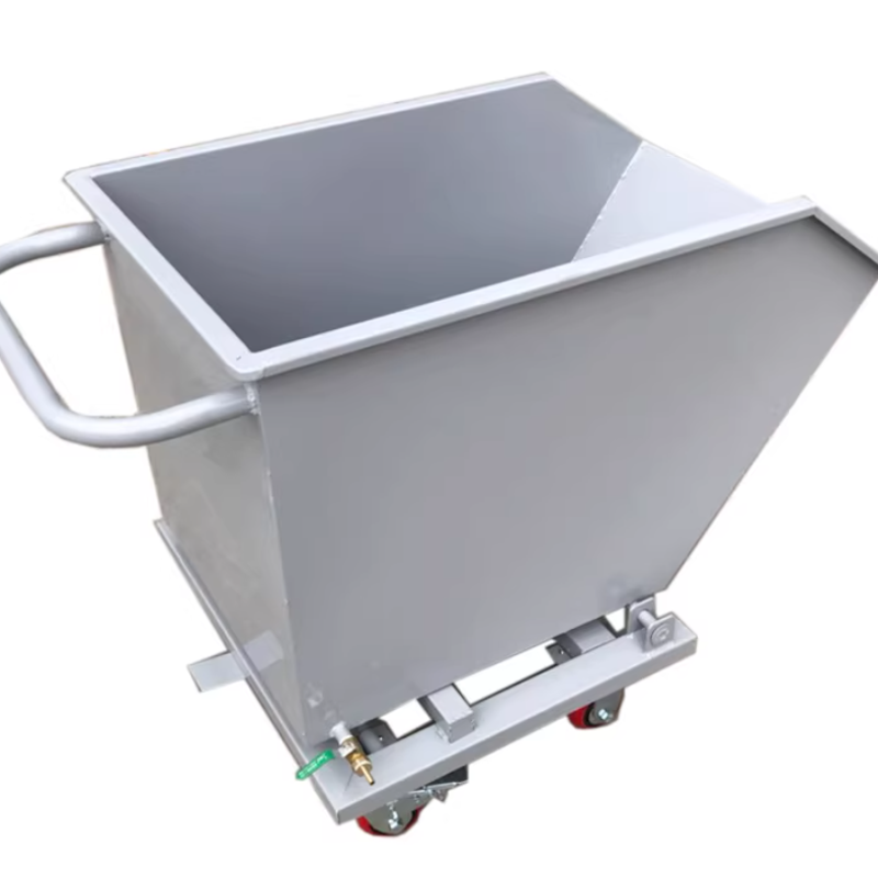 Industrial Metal Chip Cart — Workshop Waste Collection & Disposal Cart (Tilting Dump Bin, Material Transport Cart, Chip Collector, Waste Fluid Cart)