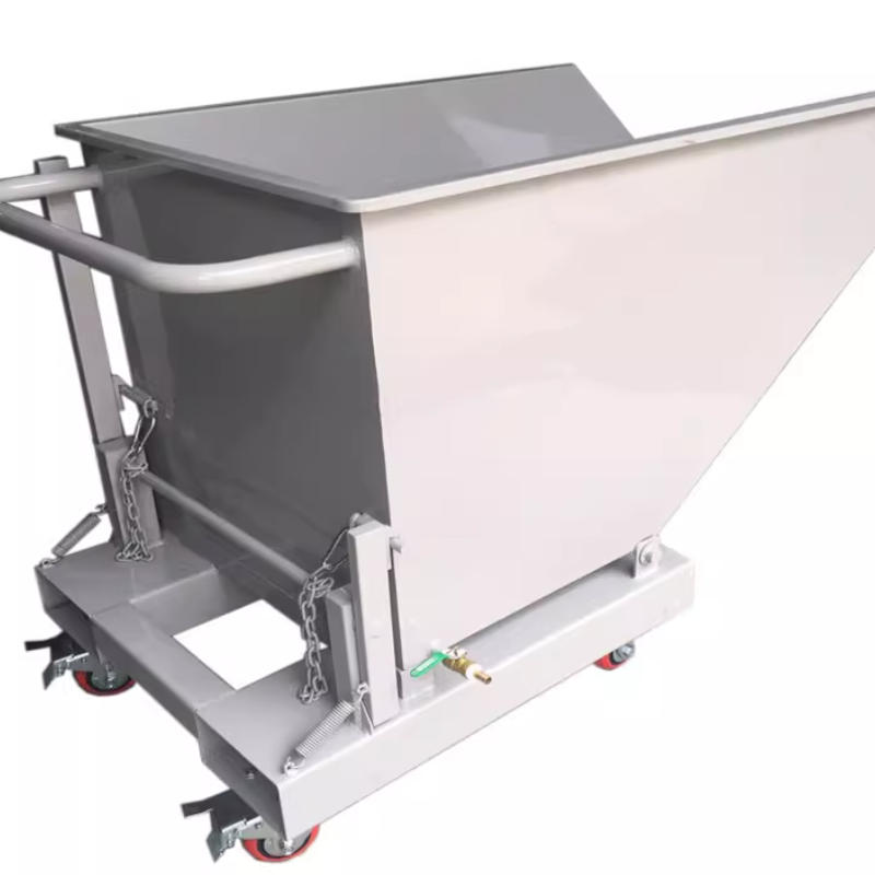 Industrial Metal Chip Cart — Workshop Waste Collection & Disposal Cart (Tilting Dump Bin, Material Transport Cart, Chip Collector, Waste Fluid Cart)