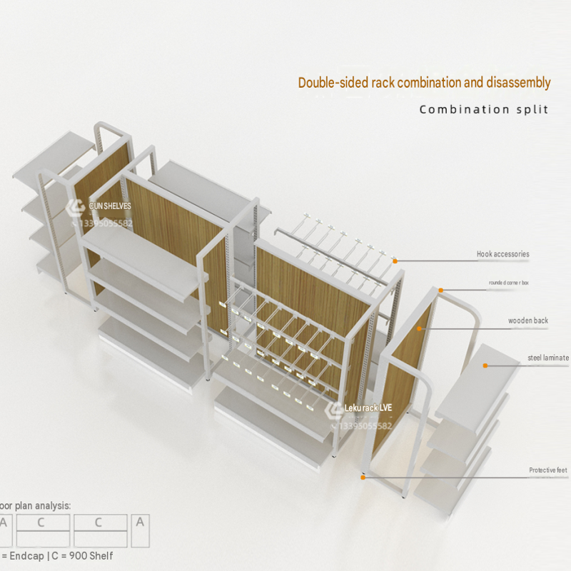 Island-style shelving (double-sided shelving)
